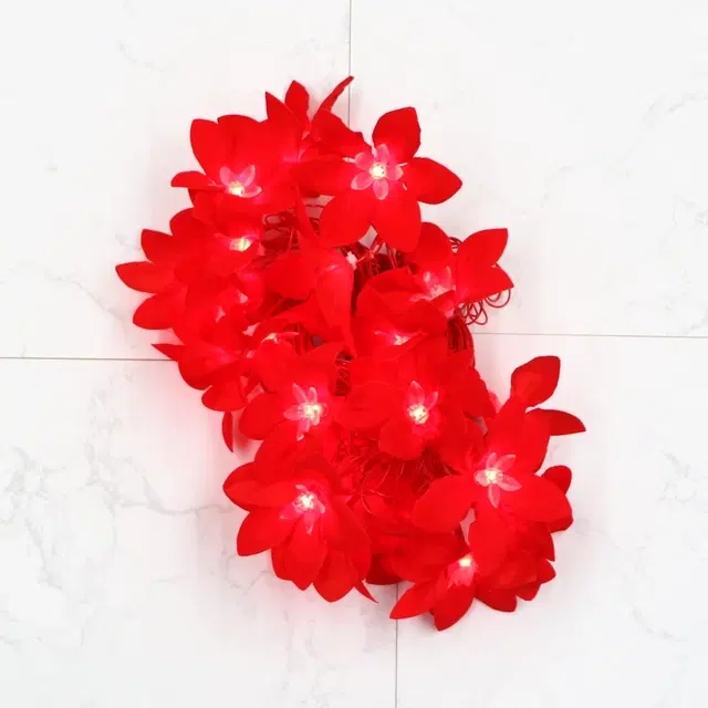 Mprow 3 Meter 14 Led's Valvet Flower Fancy Light, Red