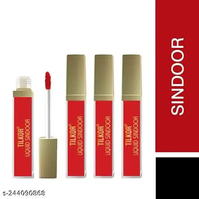 Til Kor Liquid Sindoor, Red, 10 ml, Pack of 4