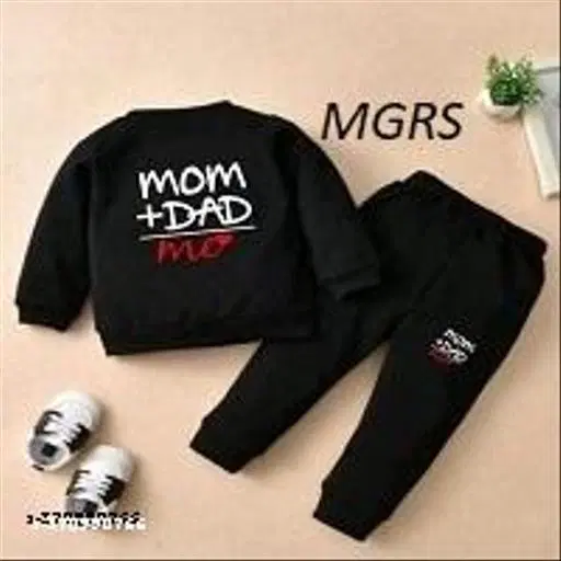 Cotton Blend Printed Clothing Set for Boys, Black (4-5 Years)