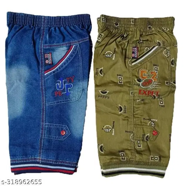 Cotton Capris for Boys, Pack of 2 (Multicolor, 1-2 Years)