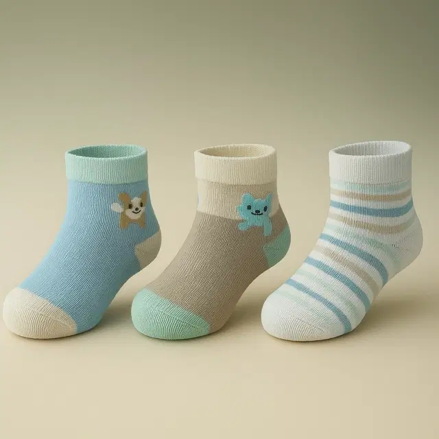 Cotton Spandex Ankle Length Socks for Kids INF-NT-112, Pack of 3, Multicolor
