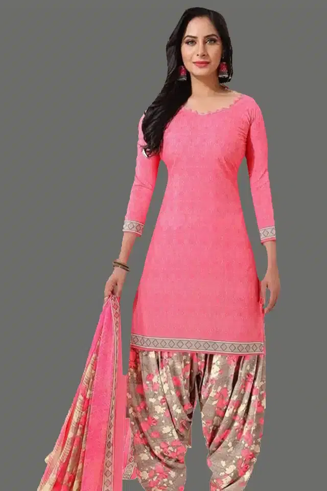 Unstitched Dress Material for Women & Girls (Pink)