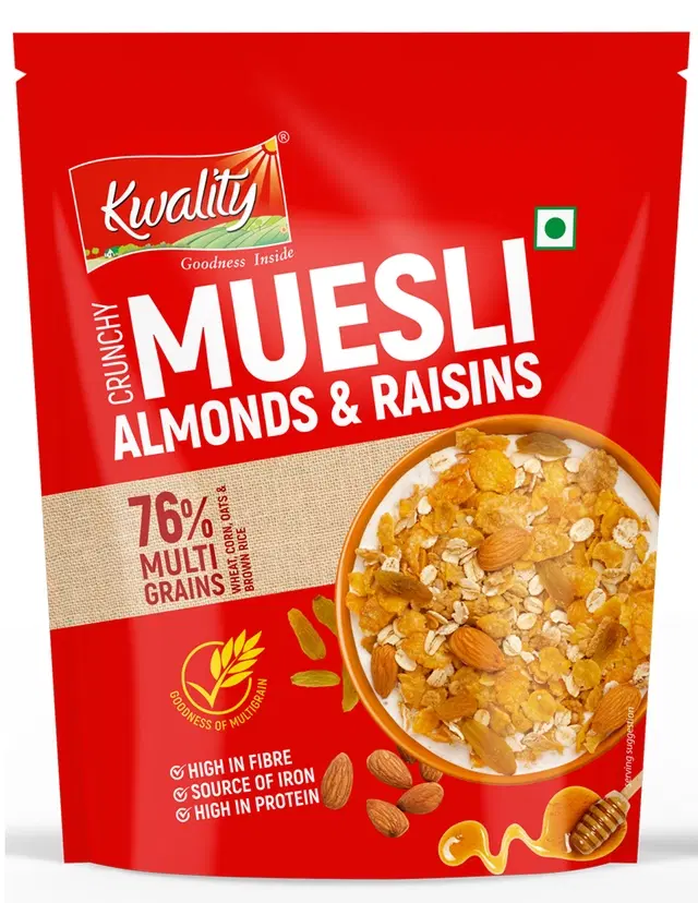 Kwality Muesli Crunchy Almond Raisins And Honey 100 g