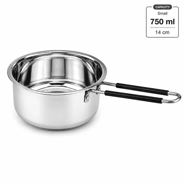 SimpleHome Lightweight Steel Sauce Pan, 750 ml, 14cm