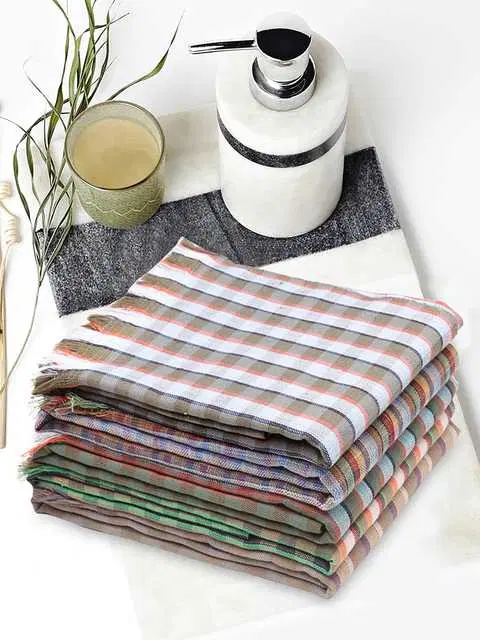 Klotthe Assorted Striped Cotton Bath Towels, Set Of 5, 80X150 Cm, Multicolor, K-150
