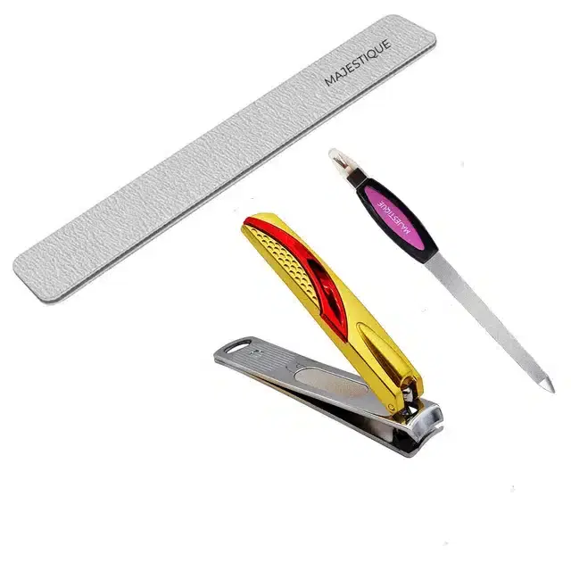Majestique Nail Filler & Nails Cutter Double Sided Filer Perfect for Manicure, Combo of 3, B-65