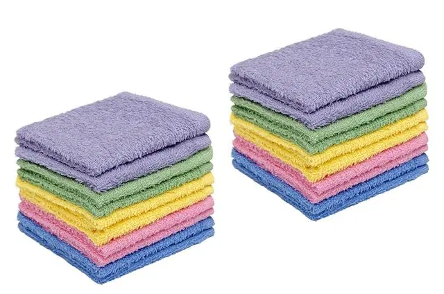 Morado Cotton Face Towel, Pack Of 12, 11X11 Inches, Multicolor