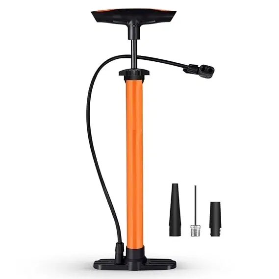 Plastic Bicycle Pump, Orange & Black