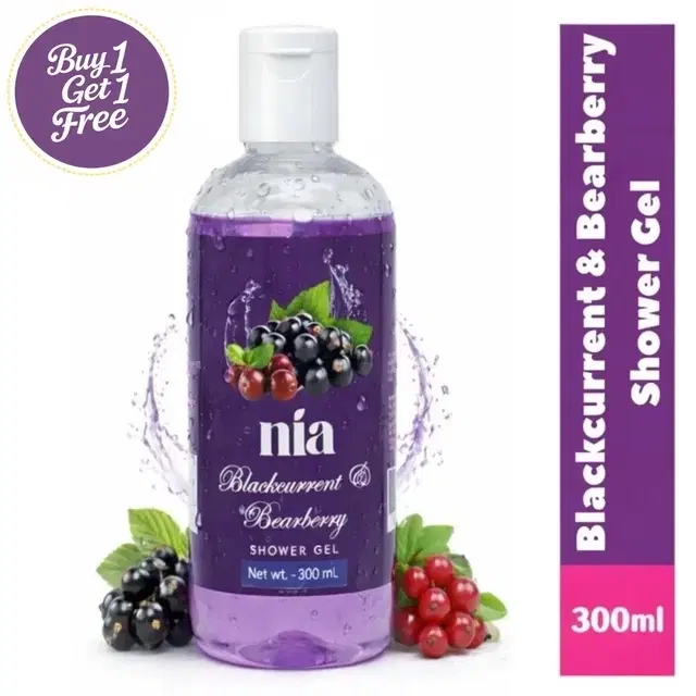 Nia Blackcurrant & Bearberry Shower Gel 2X300 ml (Buy 1 Get 1 Free)