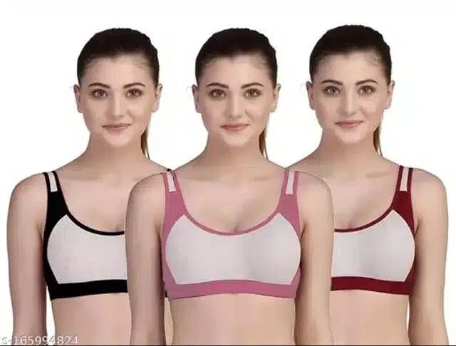 Hosiery Non Padded Bra for Women, Pack of 3 (Multicolor, 34B)