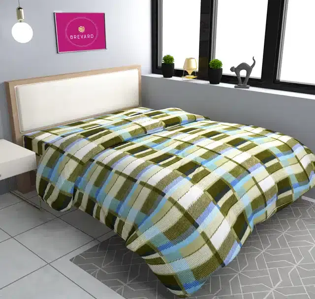 Woolen Printed Double Bed Duvet Cover, Green, 90x100 Inches