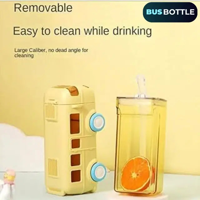 Plastic Bus Shape Sipper Bottle for Kids, Multicolor (1000 ml)