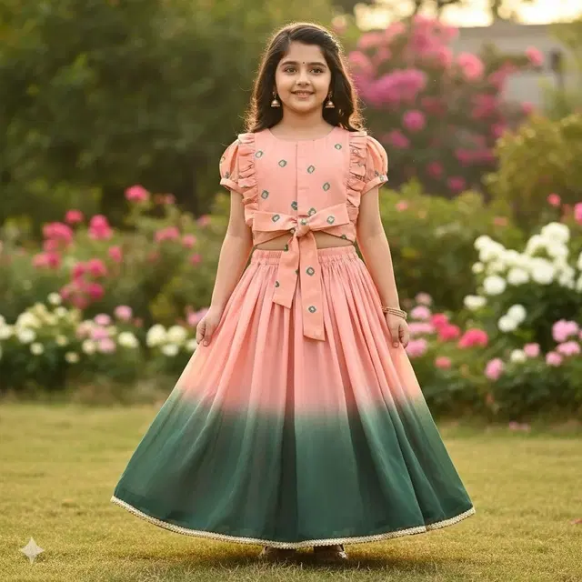 Rayon Lehenga & choli For Girls, Multicolour (3-4 Years)