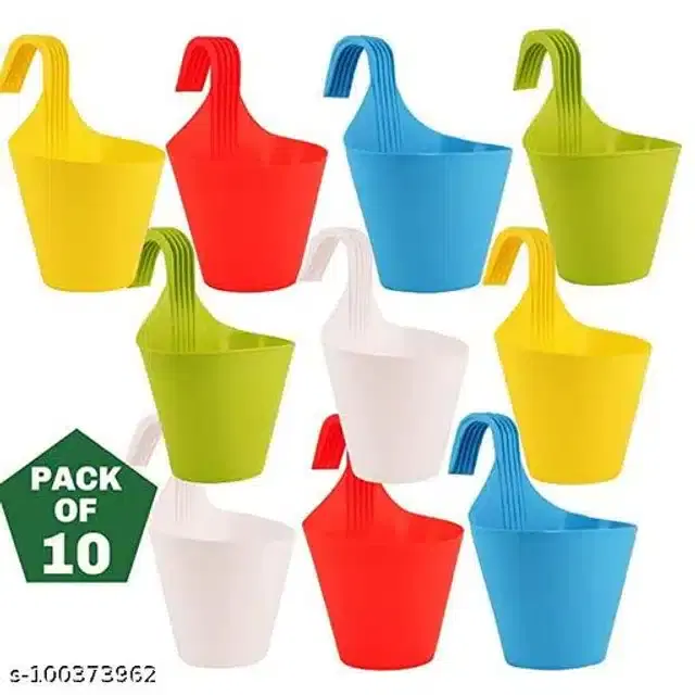 Plastic Hanging Planters, Multicolor, Pack of 10