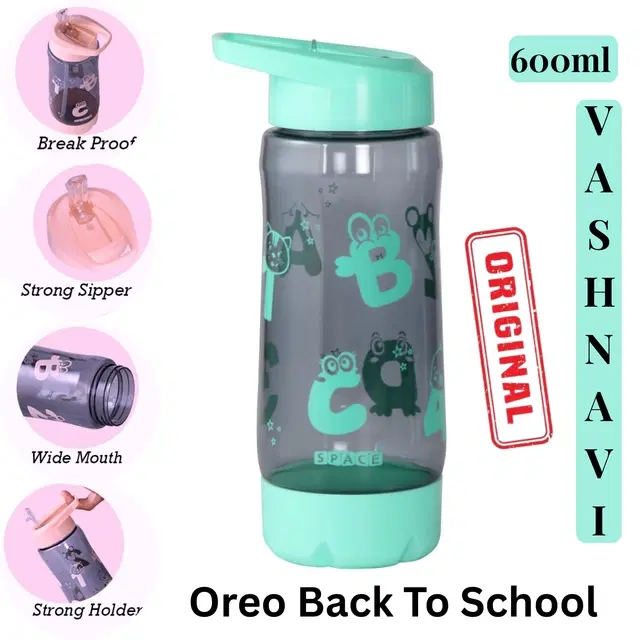 Plastic Water Bottle For Kids ,Multicolour ,(600ML) , Pack Of 2
