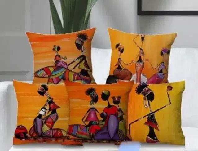 Printed Cushion Covers Combo, Multicolor, 16x16 Inches, Pack of 5