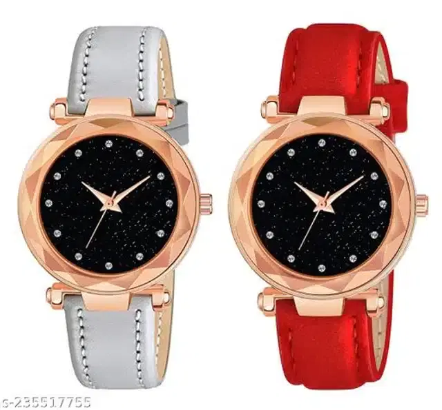Analog Watch for Women, Pack of 2 (Multicolor)