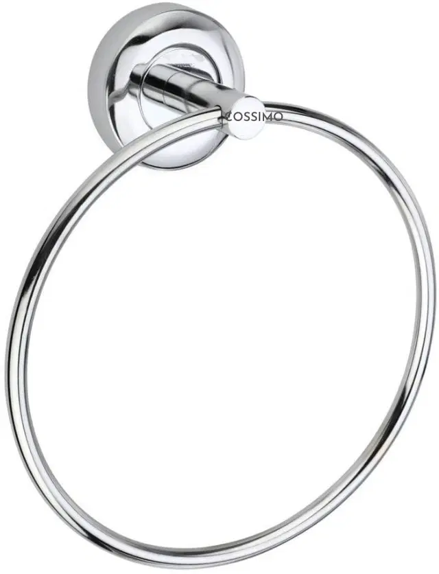 Stainless Steel Multipurpose Towel Ring with Wall Flange, Silver, Set of 1