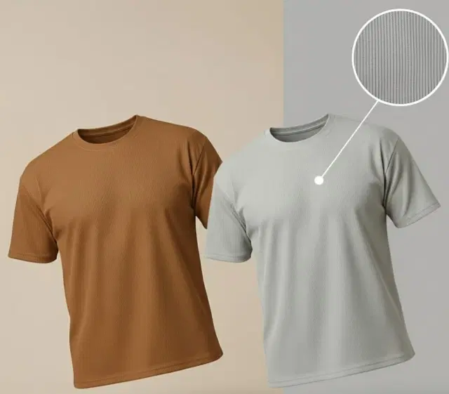 Polyester Round Neck T-shirt for Men, Multicolour, Pack of 2 (M)