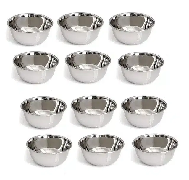 Stainless Steel Pickle Bowl, Pack of 12, Silver