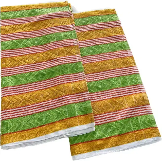Microfiber Striped Bath Towels, Pack of 2, Multicolor, 26x56 Inches