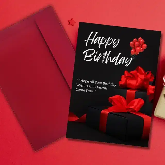 Birthday Greeting Card with Envelope, Multicolor, Set of 1