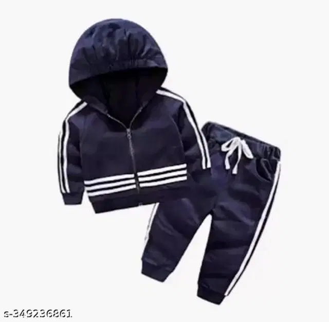 Woolen Solid Clothing Sets for Boys & Girls (Black, 2-3 Years)