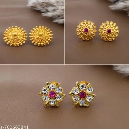 Premium Quality Gold Finish Stud Earrings Combo