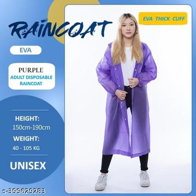 Polyester Rain Coat for Men & Women, Purple, Free Size
