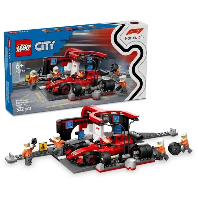Lego F1 Pit Stop & Pit Crew With Ferrari 60443