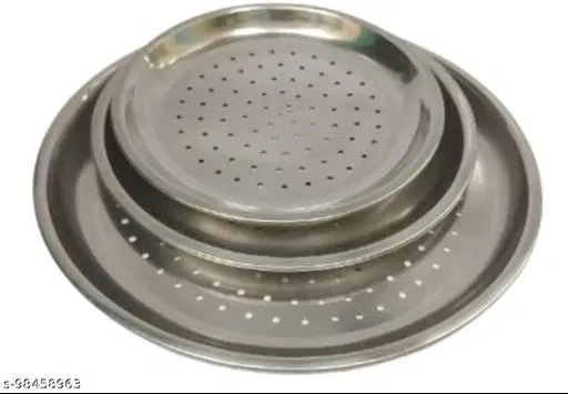 Stainless Steel Strainer Lids, Silver, Set of 3