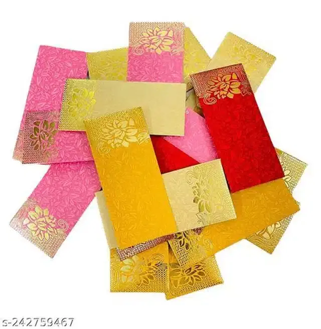 Shagun Envelopes with Attached Coin, Multicolor, Pack of 25