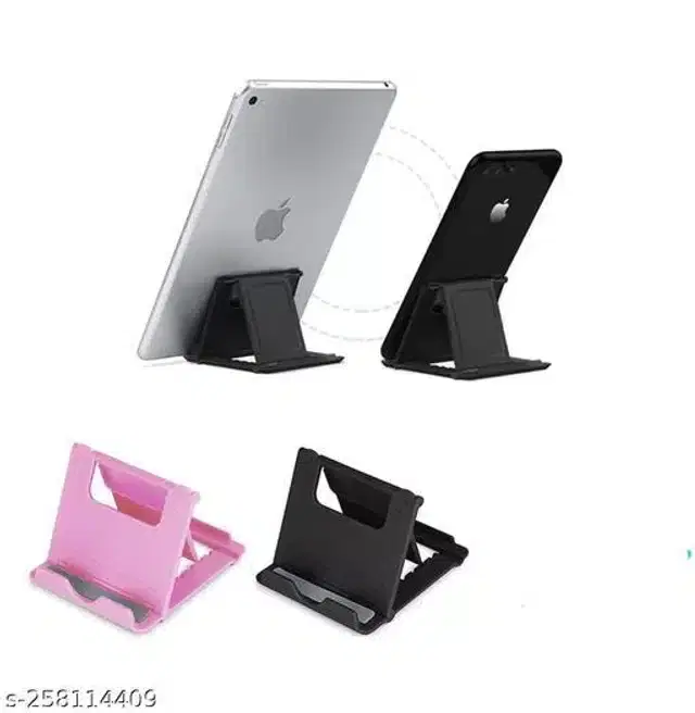 Foldable Mobile Stand, Black & Pink, Pack of 2