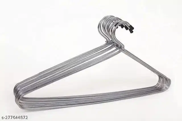 Steel Cloth Hangers, Silver, Pack of 6