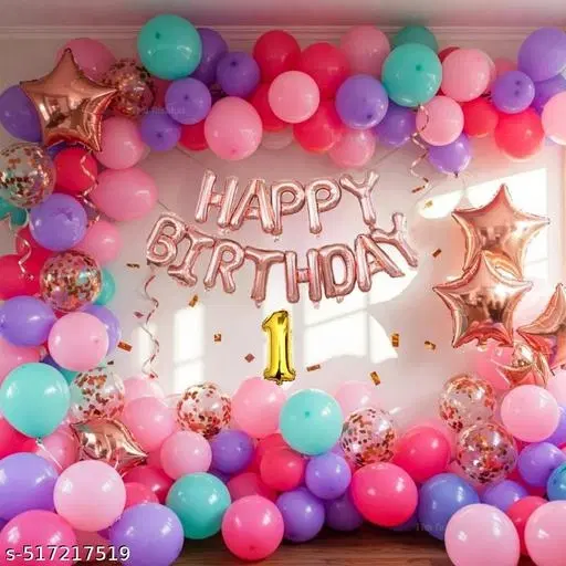65 Pcs 1st Birthday Decoration kit, Multicolour, Set of 1