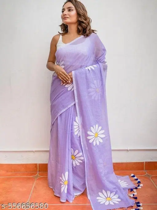 Lien Printed Saree for Women, Purple (6.3 M)