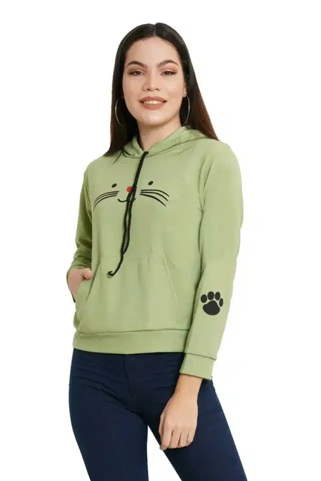 Women's Printed Long Sleeves SweatShirt (Mint Green, S)