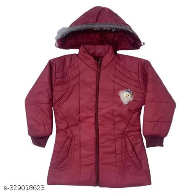 Polyester Jacket for Girls (Maroon, 4-5 Years)