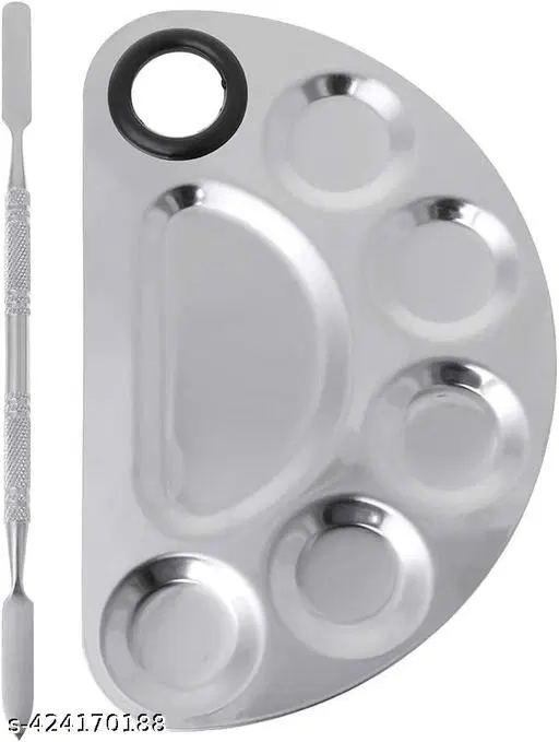 Stainless Steel Professional Beauty Salon Color Cream Cosmetic Mixing Makeup Palette, Spatula Makeup Artist Nail Art Tool