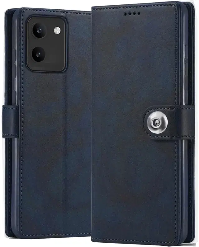 Artificial Leather Mobile Flip Cover for Vivo Y200 Pro 5G, Blue