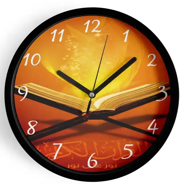 Plastic Islamic Allah Printed Wall Clock, Multicolor, 10x10 Inches