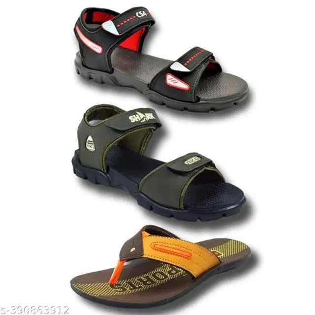 Sandals with Flipflop for Men, Pack of 3 (Multicolor, 6)