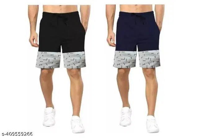 Cotton Shorts for Men, Pack of 2 (Multicolor, 30)