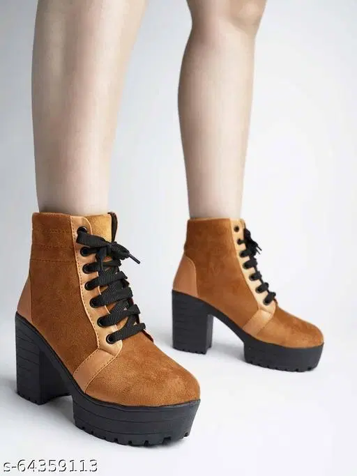 Shoetopia Solid Suede Block Boots (IND-3)
