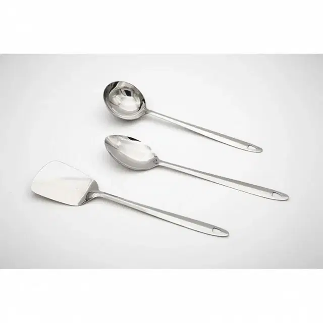 JENSONS Stainless Steel Cooking Spoons, 18 cm each, Set of 3