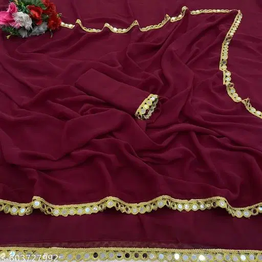 Elegant Saree for Women (Purple, Free Size)