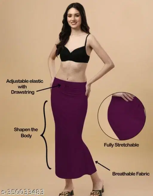 Fishcut Saree Shapewear Petticoat for Women, Wine (M)