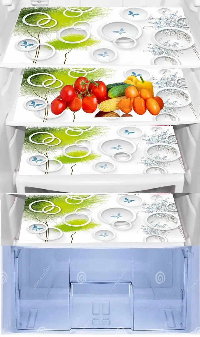 PVC Fridge Mat, Multicolor, Pack of 4