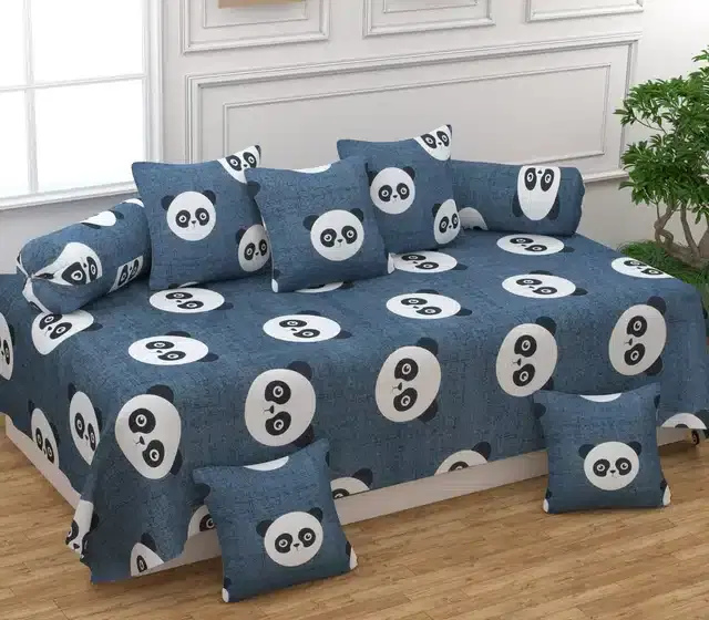 Microfiber Diwan Cover Set, Grey, Pack of 8