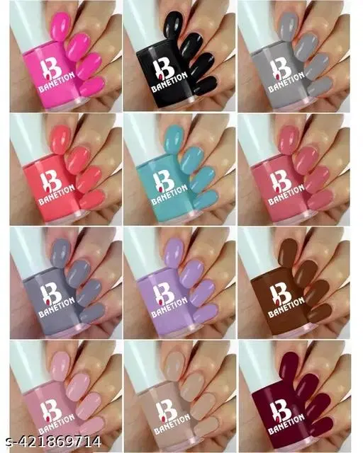 Banetion Matte Nail Polish, Multicolor, Pack of 12